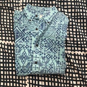 Blue Tribal button down short sleeve